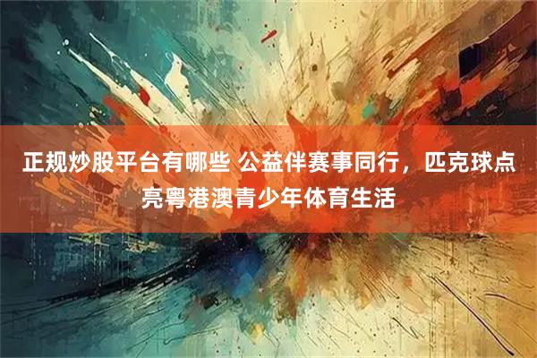 正规炒股平台有哪些 公益伴赛事同行，匹克球点亮粤港澳青少年体育生活